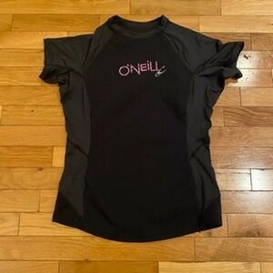 ONeill Kids Black Short Sleeve Rash Guard Swim Shirt UV Sun Protection Size 14‎